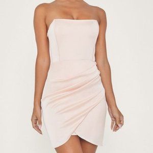 NWT Meshki Pink Wendi Satin Strapless Corset Faux Wrap Mini Women's Medium